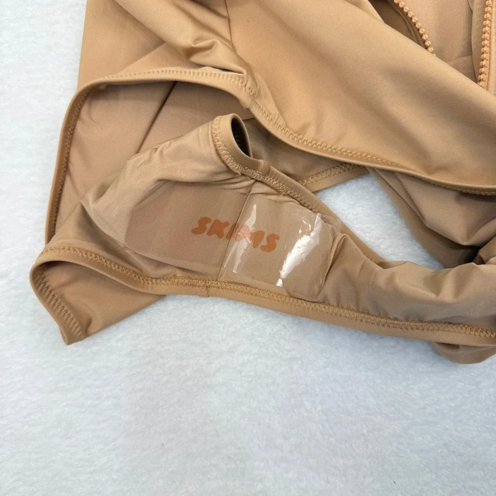 Skims Swim Zip Front One Piece Swimsuit Women 4X Almond Tan NWT